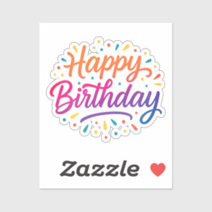 Adesivo Design de Caligrafia de Aniversário Elegante