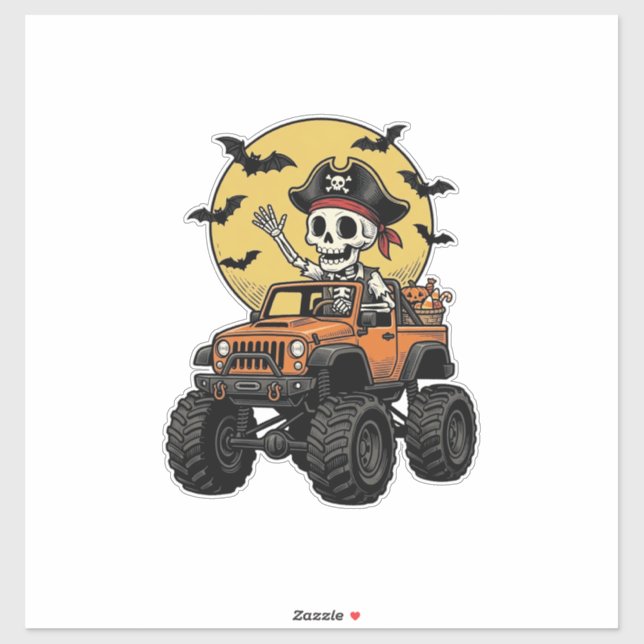 Adesivo Design de caminhão monstro de esqueleto pirata de  (Folha)