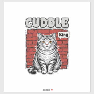 Adesivo Design de Camisa de Gato Vintage Cuddle King_1