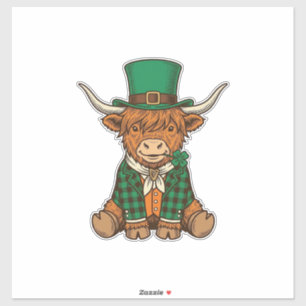 Adesivo Design de Camisa Vintage Trevo Irlandês Vaca Highl