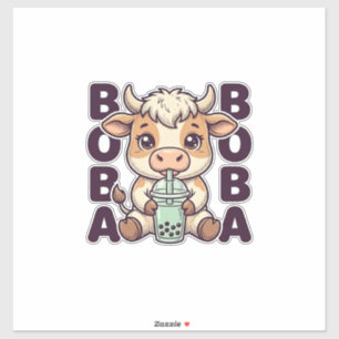 Adesivo Design de camiseta vintage de chá de boba de vaca