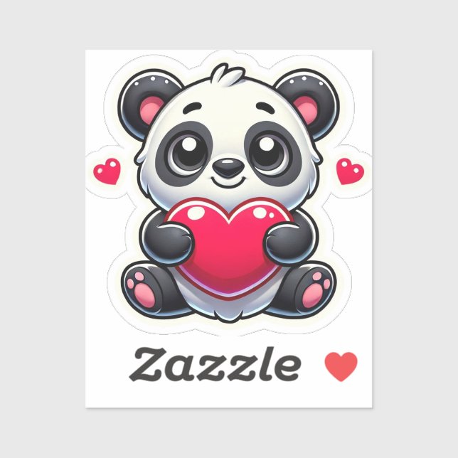 Adesivo Design de Cartoon de Panda Adorável (Folha)