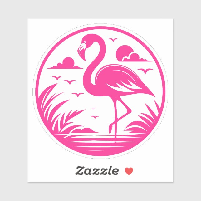 Adesivo Design de Círculo de Verão Flamingo Rosa-68730 (Folha)