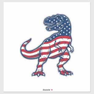 Adesivo Design de Dinossauro T-Rex Patriótico Bandeira Ame