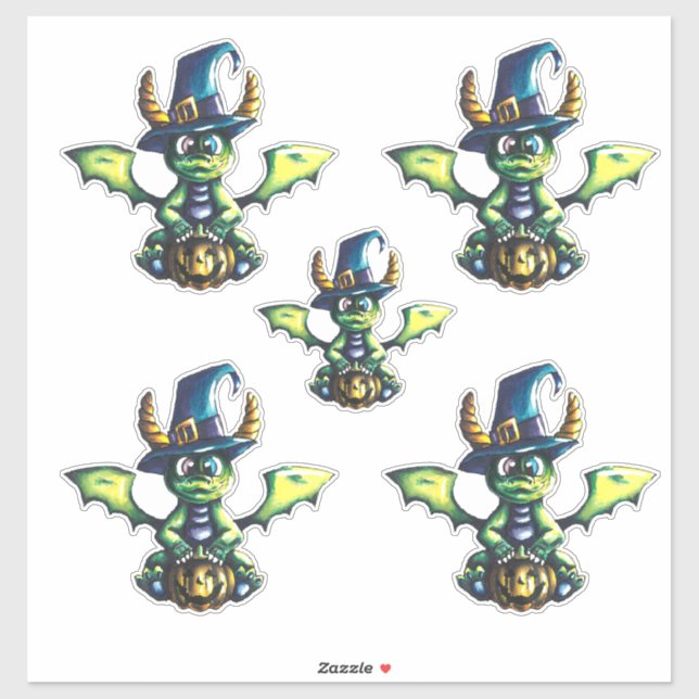 Adesivo Design de Dragão de Halloween (Folha)