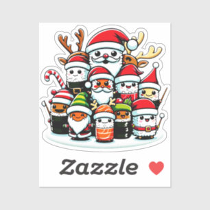 Adesivo Design de Férias Festivas de Natal Sushi
