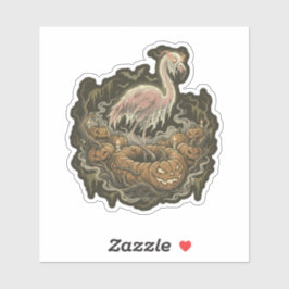 Adesivo Design de Flamingo Assustador Vintage para Hallowe