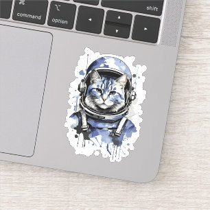 Adesivo Design de Gato Astronauta Azul com Splash