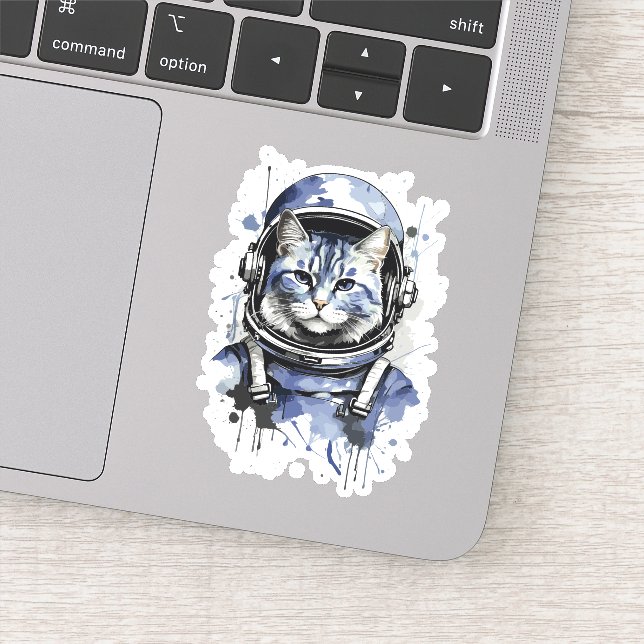 Adesivo Design de Gato Astronauta Azul com Splash (Detalhe)