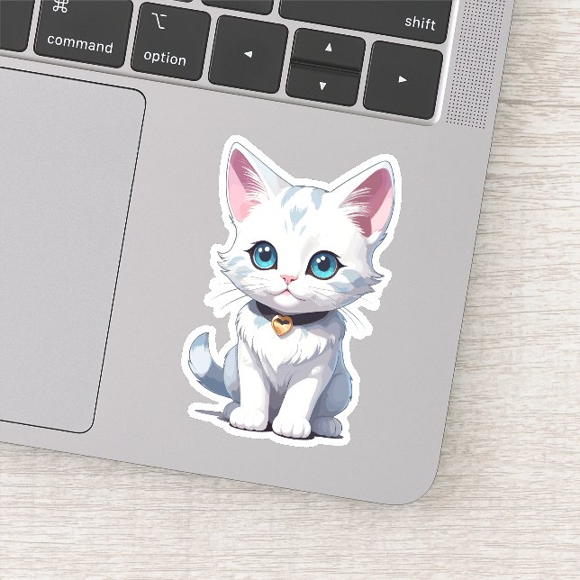 Adesivo Design de Gato Branco encantador (Detalhe)