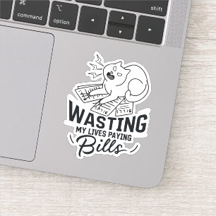 Adesivo Design de gato engraçado que desperdiça minhas vid