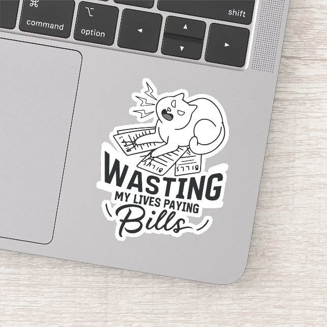 Adesivo Design de gato engraçado que desperdiça minhas vid (Detalhe)