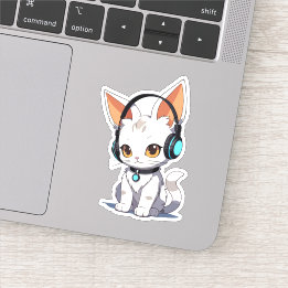 Adesivo Design de Gato Kawaii Encantado