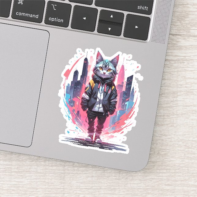 Adesivo Design de Gato na moda (Detalhe)