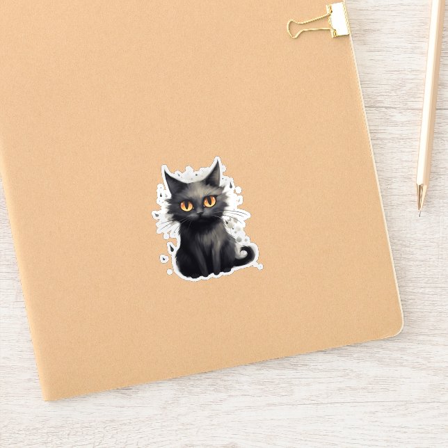 Adesivo Design de Gato Preto, Bonito Mas Assustador (Notebook)