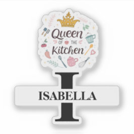 Adesivo Design de Monograma com Nome da Rainha da Cozinha