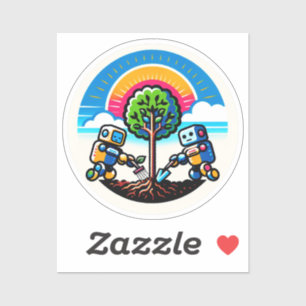 Adesivo DESIGN de Robô Amigável Ecológico para Plantador d