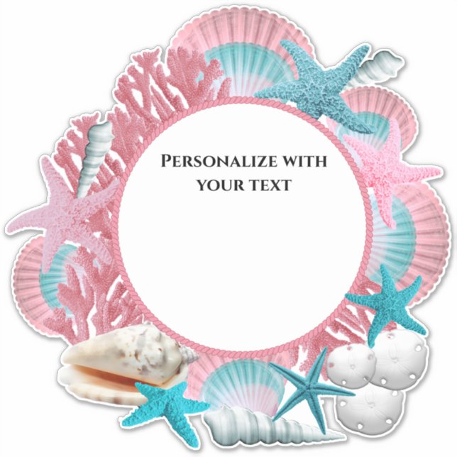 Adesivo Design de Tema Tropical Personalizada em rosa e az (Frente)