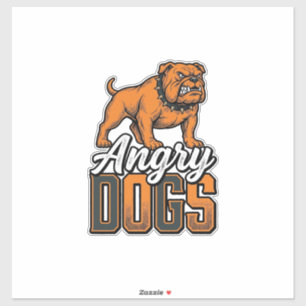 Adesivo Design de Tipografia Bulldog Vintage Angry Dogs_1