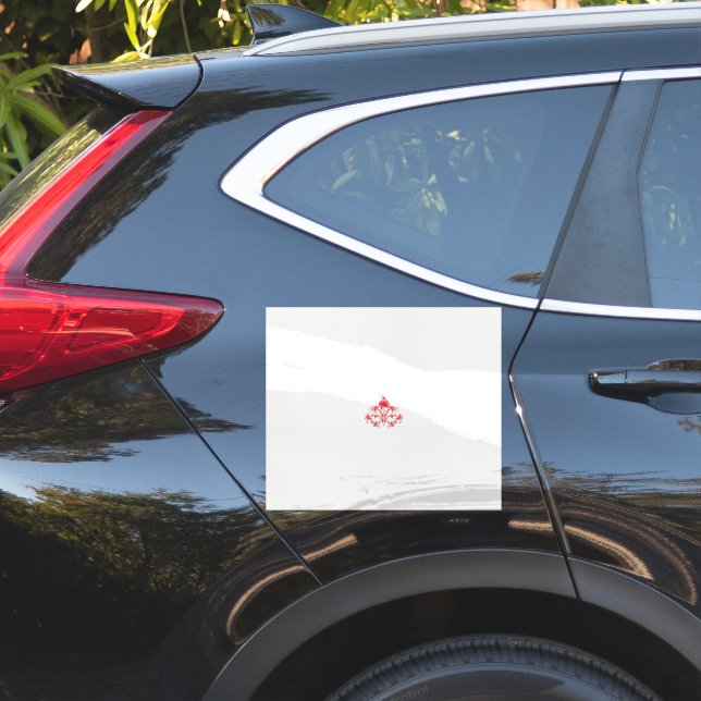 Adesivo design de uma flor vermelha sobre fundo branco (Lado do carro)