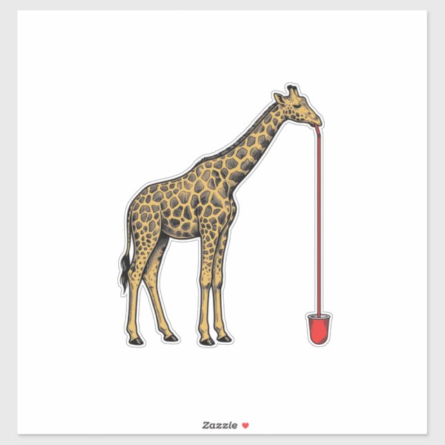 Adesivo Design de Vetor de Canudo de Bebida de Girafa Vint (Folha)