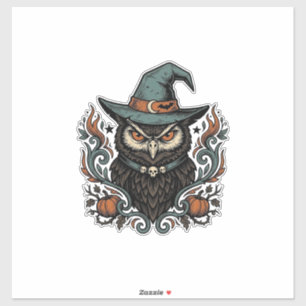 Adesivo Design de vetor de chapéu de bruxa de coruja de Ha