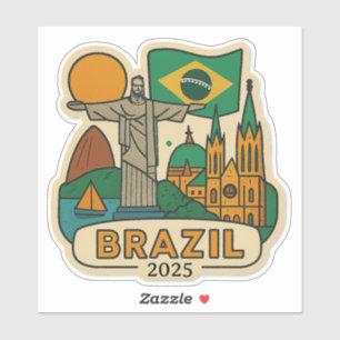 Adesivo Design de Viagem para o Brasil com Ano Personaliza