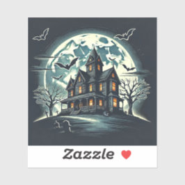 Adesivo Design do Halloween com uma casa assustadora assom