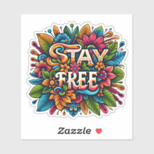 Adesivo Design Floral Colorida com uma Mensagem de Liberda