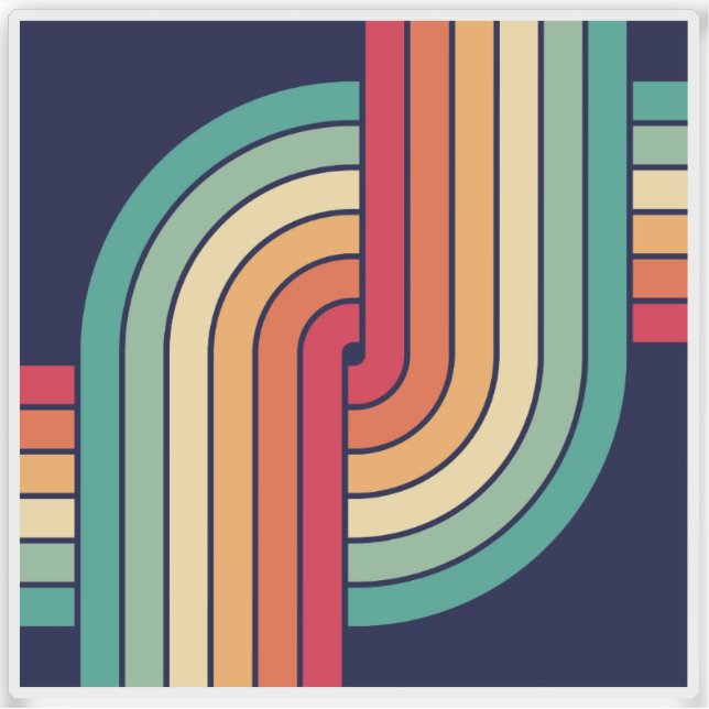 Adesivo Design Geométrico Retro dos Anos 70 (Frente)
