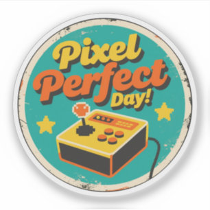 Adesivo Design Retrô de Dia Perfeito em Pixel Vintage Engr