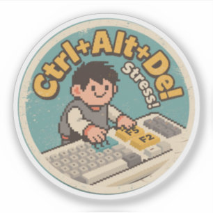 Adesivo Design Retrô Divertido de Estresse Ctrl+Alt+Del Vi