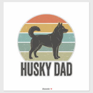 Adesivo Design Vetorial de Cachorro Retro Husky Pai Vintag