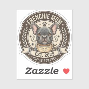 Adesivo Design Vintage de Frenchie Mom Energizado por Café