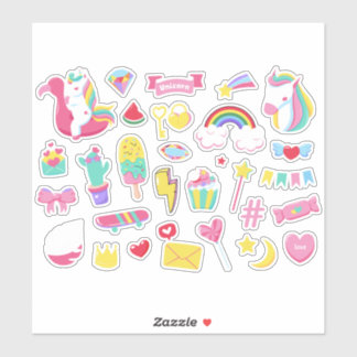 Adesivo Designs bonitas Conjuntos Unicórnio Garotas Leitei