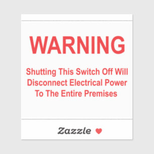 Adesivo Desligar Este Comutador Irá Desligar A Alimentação