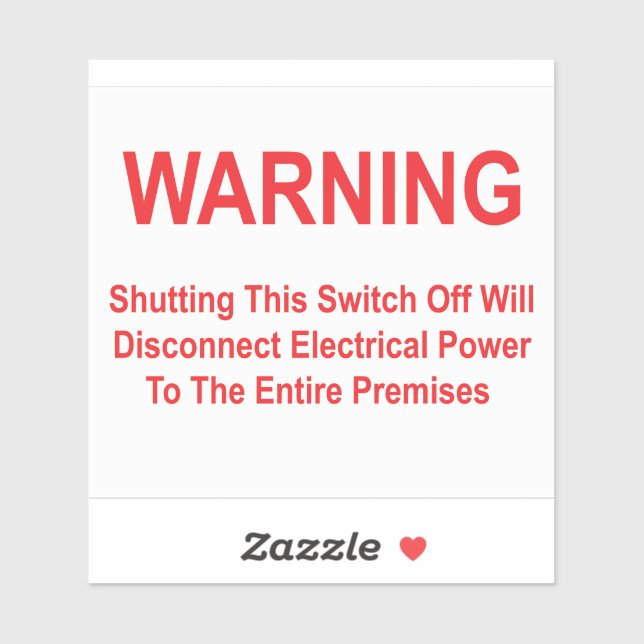 Adesivo Desligar Este Comutador Irá Desligar A Alimentação (Folha)