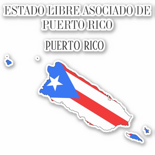Adesivo Detalhe do Mapa da Bandeira de Porto Rico (Frente)