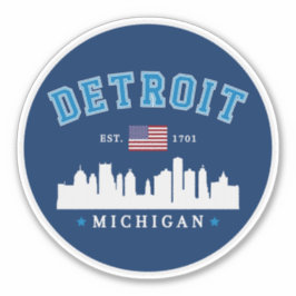 Adesivo Detroit City Skyline Illustration – Motor City 