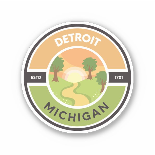 Adesivo Detroit EST. 1701 Park Circle Sticker (Frente)