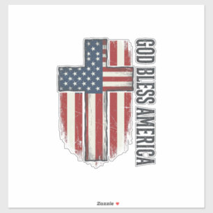 Adesivo Deus Abençoe a América Design de Cruz Patriótica V