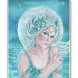 Adesivo Deusa da lua-luna arte sereia de Renee L. Lavoie