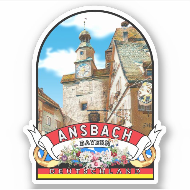 Adesivo Deutschland Ansbach Vintage souvenir (Frente)