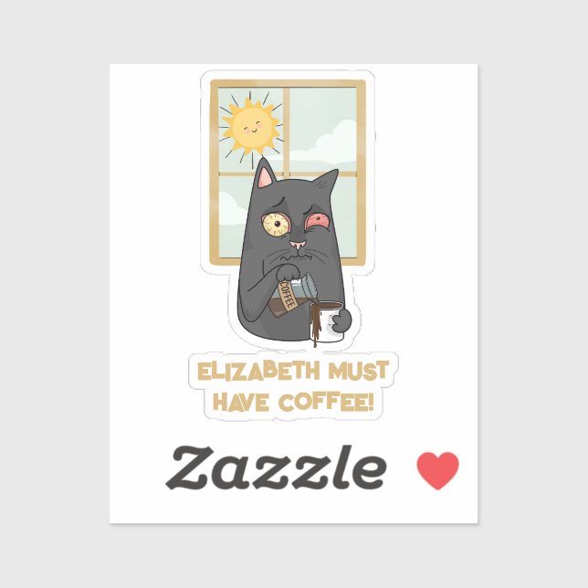 Adesivo Deve Ter Um Coffee Unhinginging Cat Clanando Java (Folha)