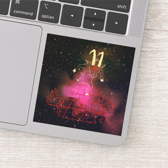 Adesivo Devil Goat Jogando Presente De Halloween Para Satã (Detalhe)