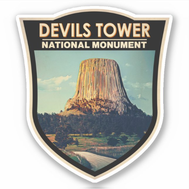 Adesivo Devils Tower National Monuuument Wyoming Watercolo (Frente)