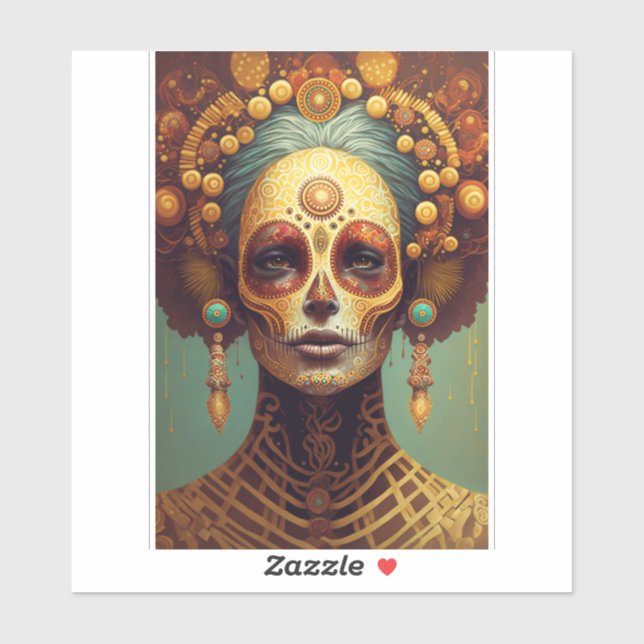 Adesivo Dia Da Mulher Do Crânio Do Açúcar Morta (Folha)