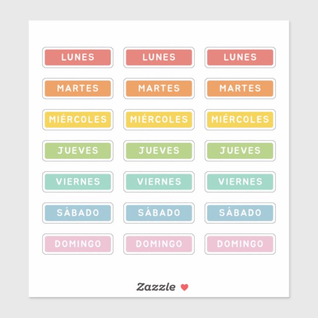 Adesivo Dia da Semana (espanhol) (Folha)