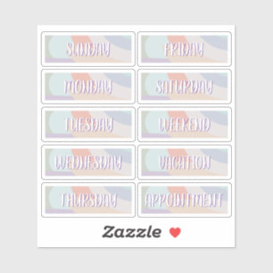 Adesivo Dia da Semana Folha de Vinheta do Boho