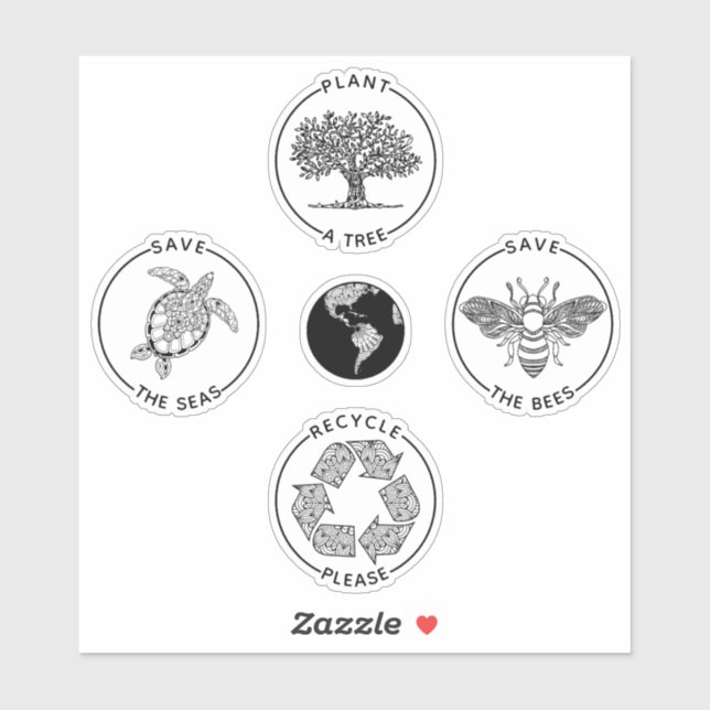 Adesivo Dia da Terra Salve o Planeta (Folha)